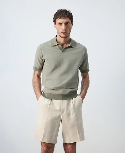 Mango Men's Combined Knit Polo Shirt
