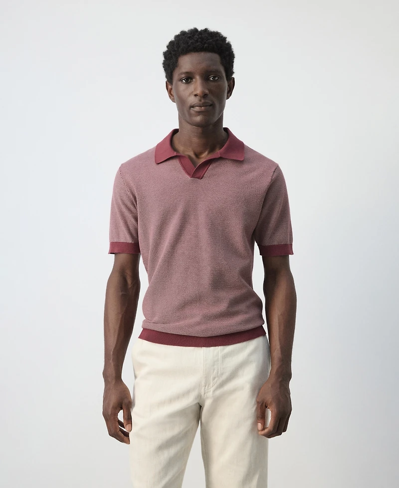 Mango Men's Combined Knit Polo Shirt