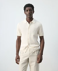 Mango Men's Openwork Knitted Shirt