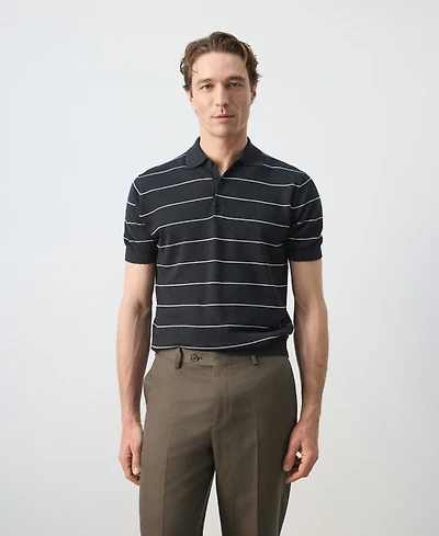 Mango Men's Striped Linen-Blend Polo Shirt