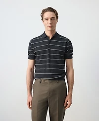 Mango Men's Striped Linen-Blend Polo Shirt