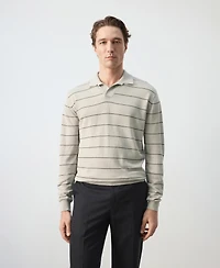 Mango Men's Striped Linen-Blend Polo Sweater