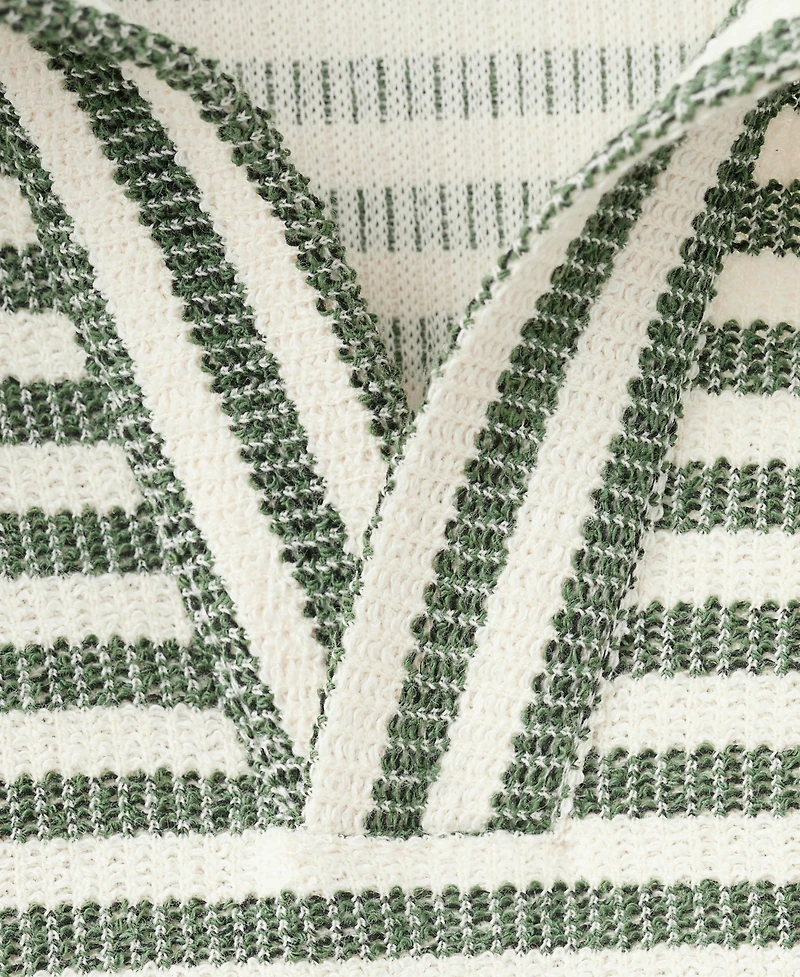 Mango Men's Regular-Fit Textured Striped Polo