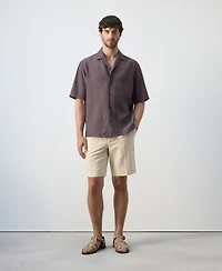 Mango Men's Relaxed Fit Bowling Collar Shirt