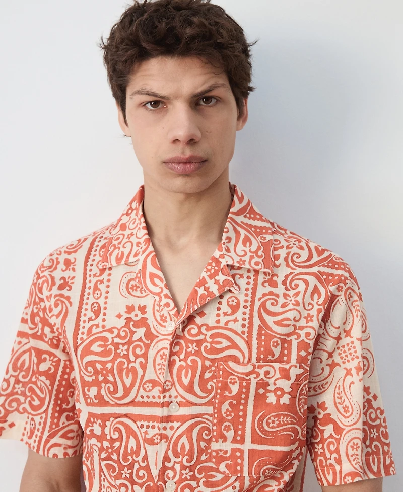 Mango Men's Printed Cotton Shirt