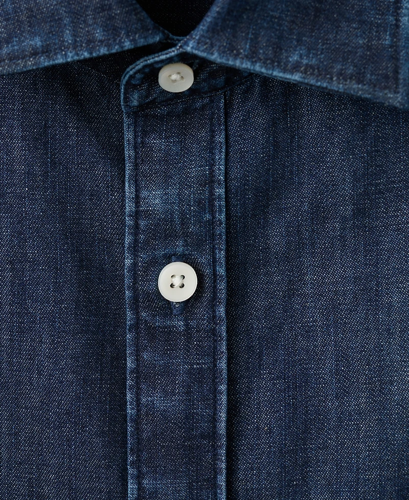 Mango Men's Regular-Fit Cotton-Linen Denim Shirt