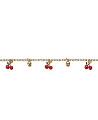 GiGiGirl 14k Yellow Gold Plated Adjustable Bracelet with Red Enamel Cherry Charms for Kids