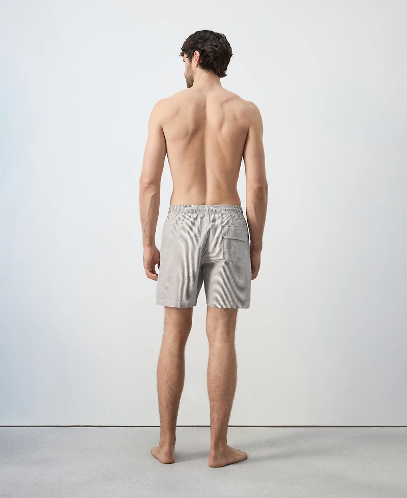 Mango Men's Seersucker Striped Swimsuit