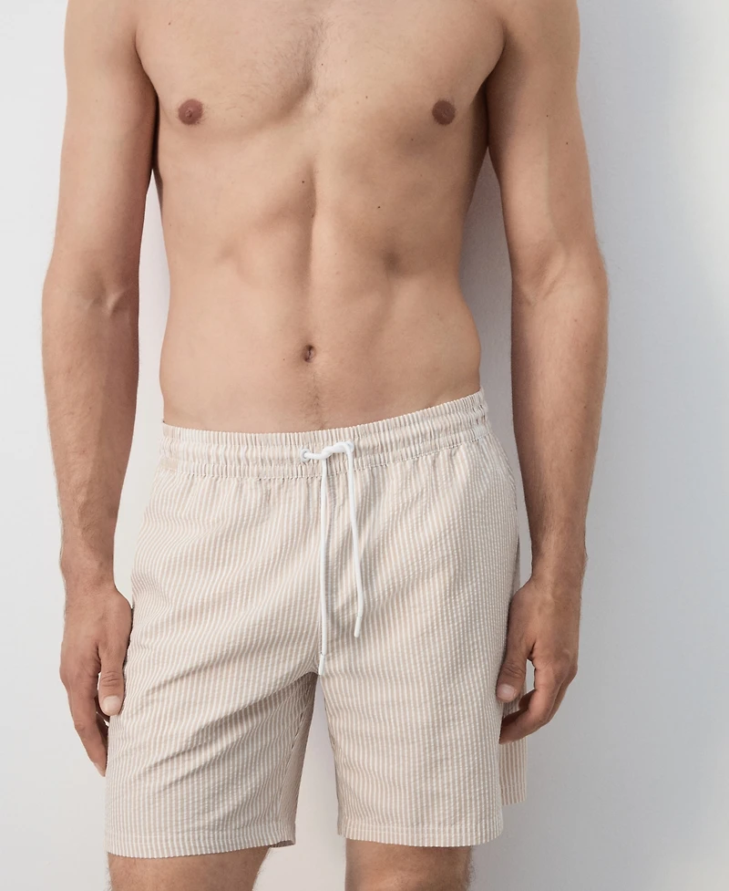 Mango Men's Seersucker Swimming Trunks