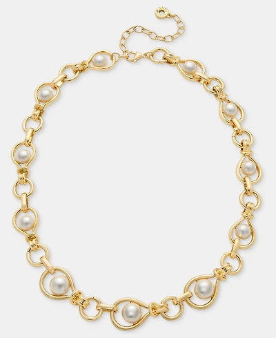 Anne Klein Imitation Pearl Open Link Collar Necklace, 17" + 3" extender