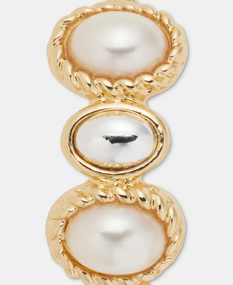 Anne Klein Medium Imitation Pearl Hoop Earrings, 1.3"