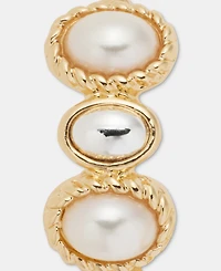 Anne Klein Medium Imitation Pearl Hoop Earrings, 1.3"
