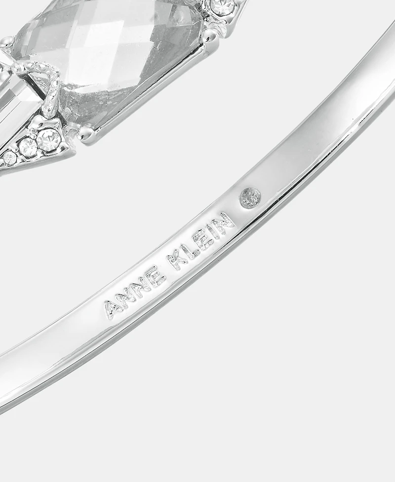 Anne Klein Silver-Tone Boxed Crystal Baguette Stone Hinge Bracelet
