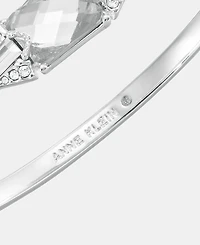 Anne Klein Silver-Tone Boxed Crystal Baguette Stone Hinge Bracelet