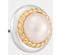 Anne Klein Two-Tone Roping Faux-Pearl Drama Stud Earrings