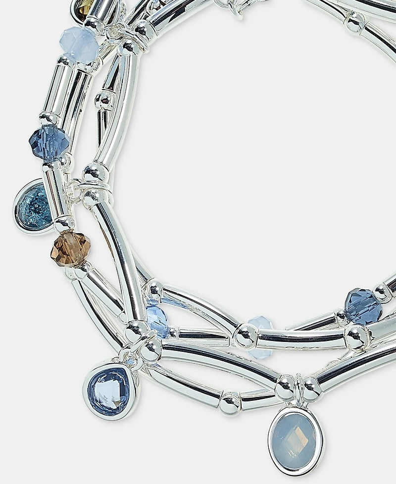 Anne Klein Silver-Tone 4-Pc. Blue Shaky Stone Stretch Bracelets
