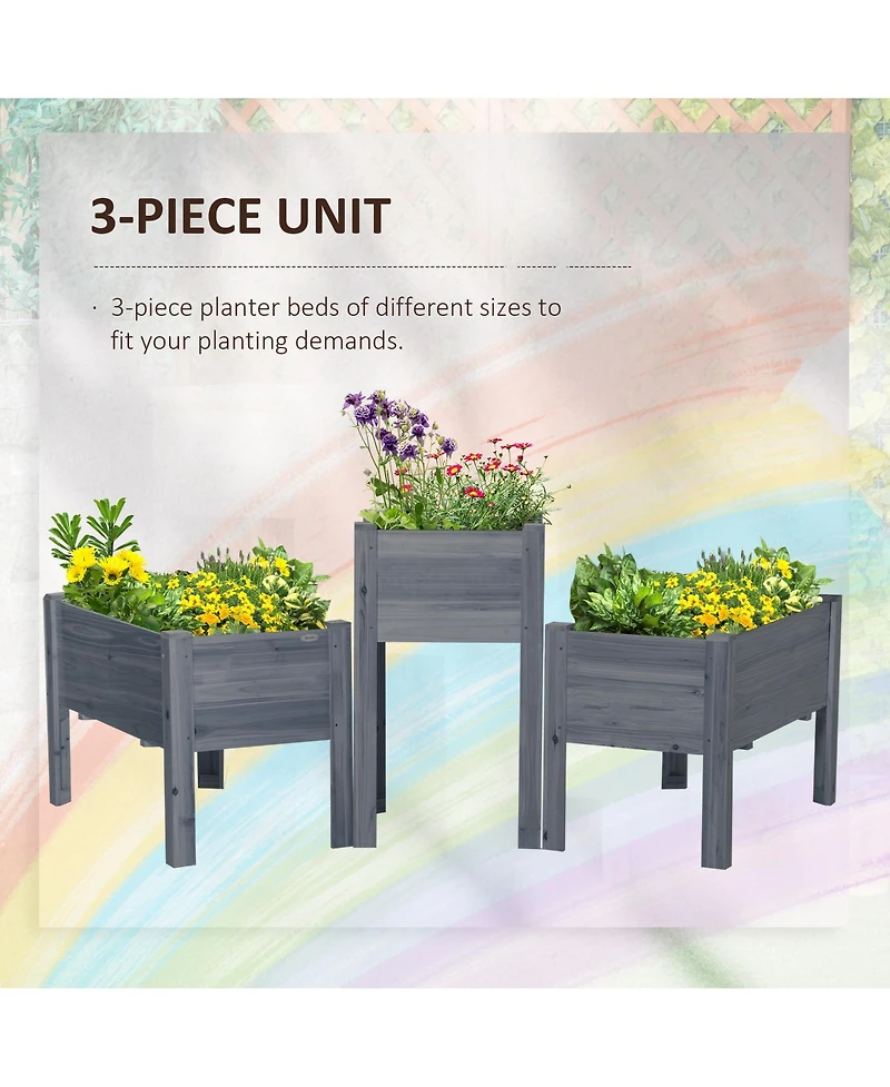 Outsunny Raised Garden Bed Set of 3 for Backyard,