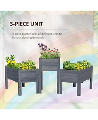 Outsunny Raised Garden Bed Set of 3 for Backyard,