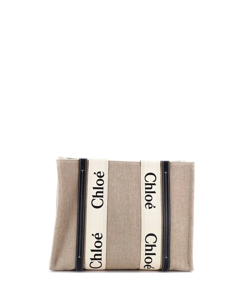Pre-Owned Chloe Medium Woody Tote Canvas with Leather