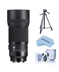 Sigma 105mm Dg Dn Art Macro Lens for Sony E, Bundle with Slik U8800L 3-Section Aluminum Tripod with Hybrid 3-Way Pan Head, Cleaning Kit,