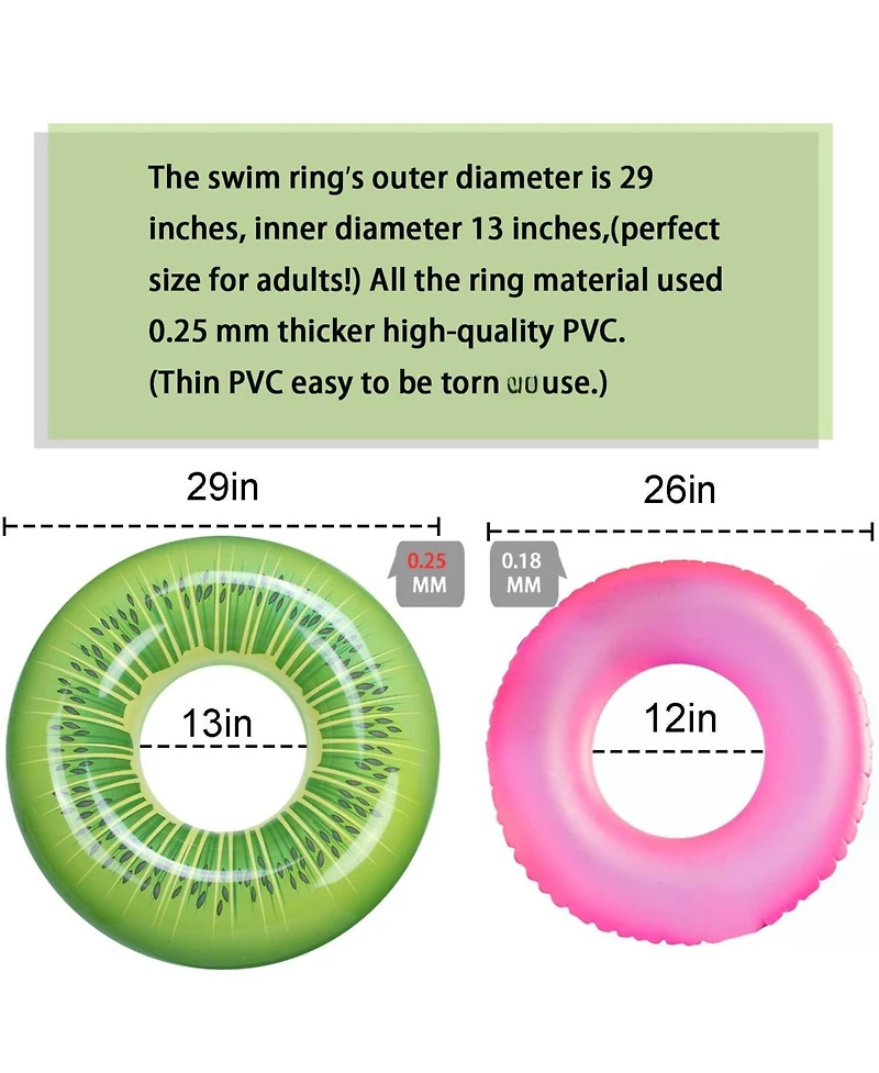 Gnuadz 6 Pack Pool Floats Swim Tubes Rings Balls Fruit