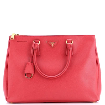 Pre-Owned Prada Large Double Zip Lux Tote Saffiano Leather