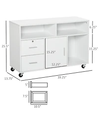 Clihome Printer Stand Unit with Locking Storage Cabinet, Rolling Office Storage Organizer