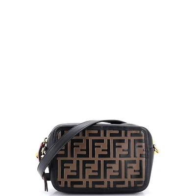 Pre-Owned Fendi Small Camera Bag Zucca Embossed Leather