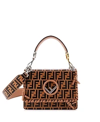 Pre-Owned Fendi Medium Kan I F Shoulder Bag Whipstitch Zucca Embossed Leather