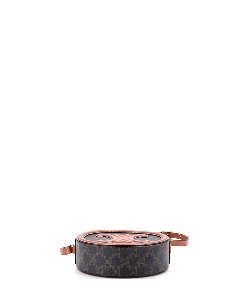 Pre-Owned Celine Triomphe Oval Crossbody Bag Triomphe Coated Canvas and Leather