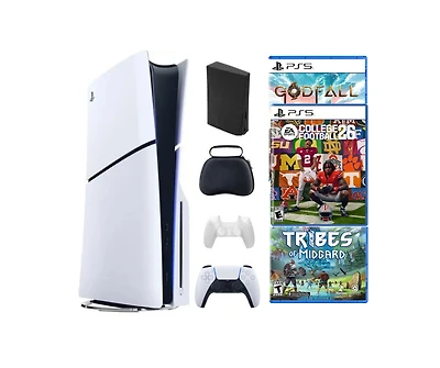 Sony Playstation 5 Slim Disc Bundle With College Football 26 Game + 2 Bonus Games and Accessories