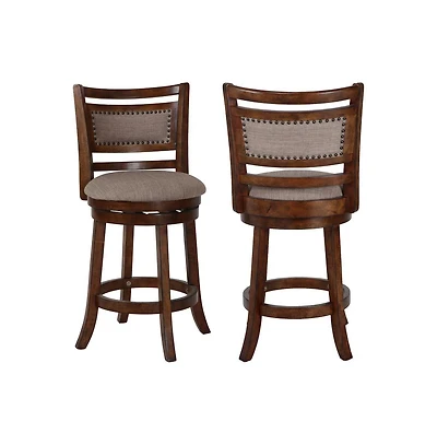 New Classic Furniture Aberdeen Wood Swivel Bar Stool with Fabric Seat