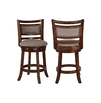 New Classic Furniture Aberdeen Wood Swivel Bar Stool with Fabric Seat