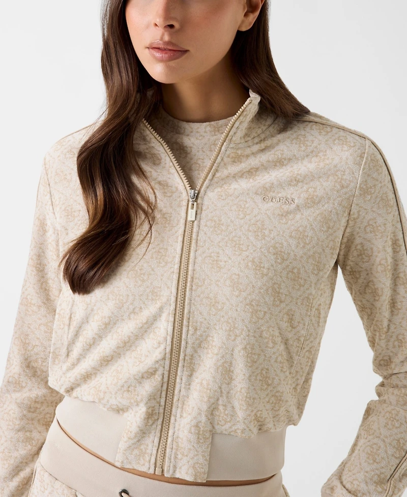 Guess Women's 4G All Over Jacquard High Neck Full Zip Jacket