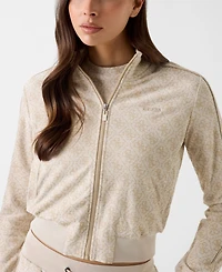 Guess Women's 4G All Over Jacquard High Neck Full Zip Jacket