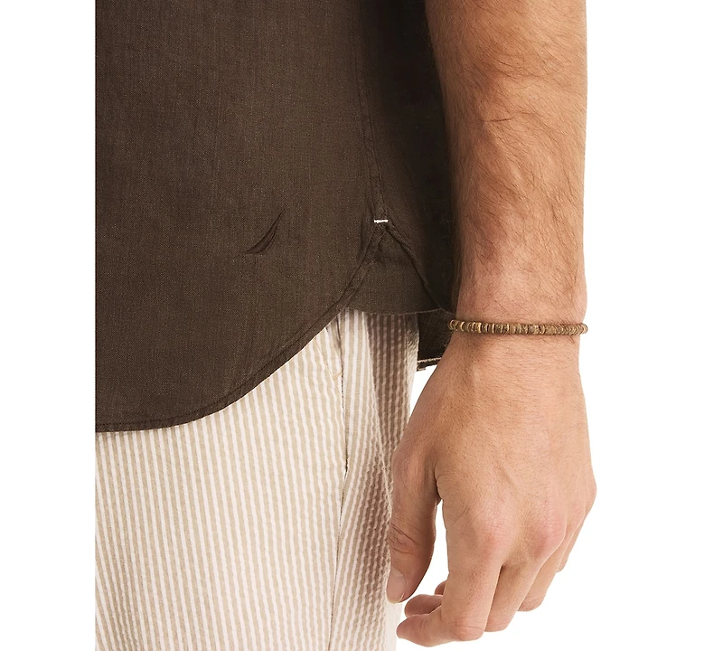 Nautica Men's Classic-Fit Long-Sleeve Button-Up Solid Linen Shirt