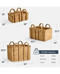 Best Choice Products 3PC Water Hyacinth Chunky Basket Set