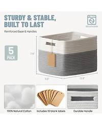 Gnuadz 5 Pack Woven Storage Baskets Cotton Rope Organizer Gift Basket
