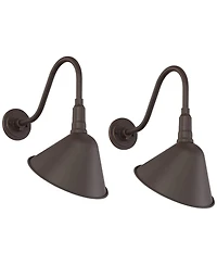 Franklin Iron Works Neihart Rustic Farmhouse Outdoor Wall Light Fixtures Set of 2 Gooseneck Arm Downlight 18 for Post Exterior