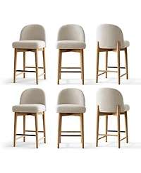 Maison Boucle 25.5" Counter Height Linen Upholstered Bar Stools Set of 6, Armless