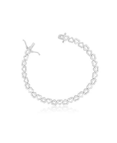 The Lovery Cz Alternating Heart Bracelet Sterling Silver