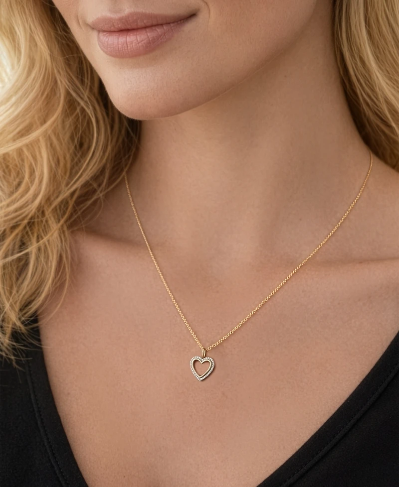 Macy's Diamond Heart Pendant Necklace (1/4 ct. t.w.) in 10k Yellow Gold
