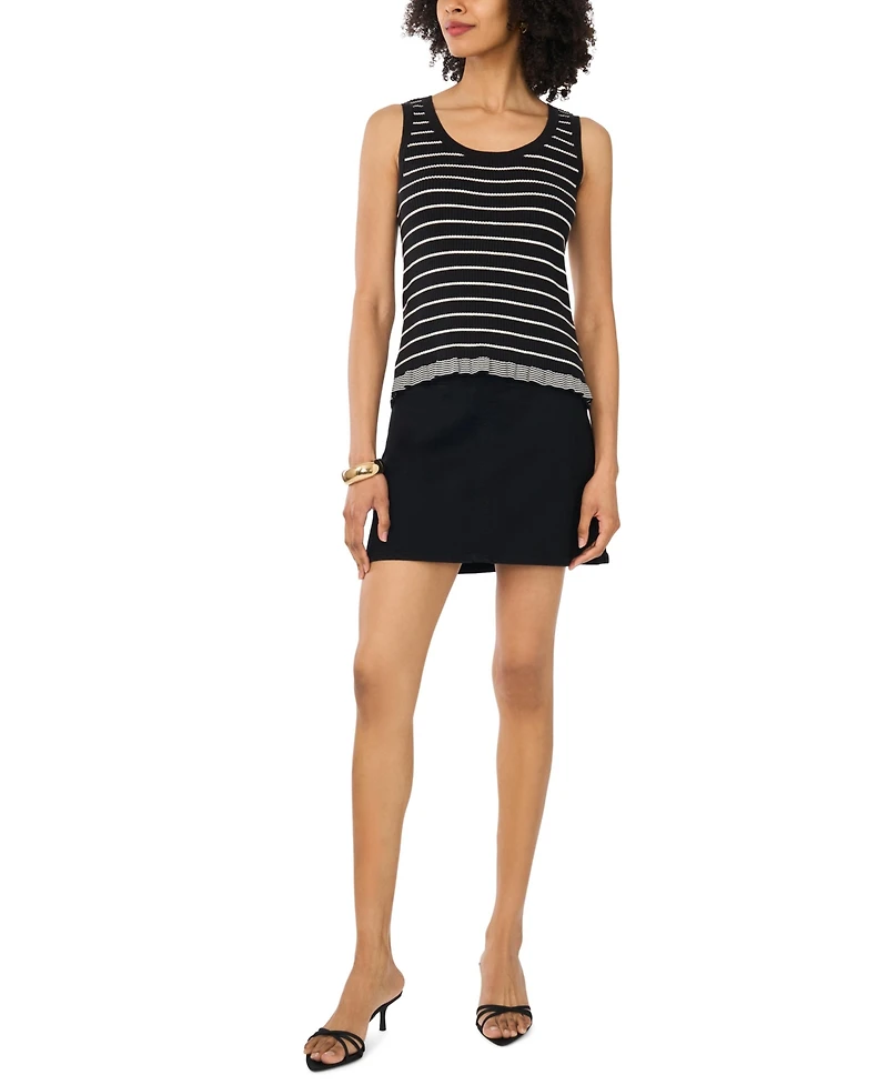 Vince Camuto Women's Cotton Ribbed Striped Tank Top
