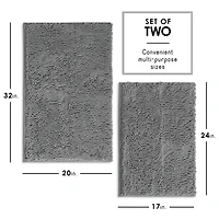 Hearth & Harbor Chenille Bath Rug 2-Piece Set, Quick-Dry, Machine-Washable, Non-Slip