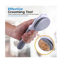 SereneLife Self-Cleaning Slicker Brush - Skin-Friendly Grooming Brush with Massage Particles and Release Button