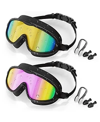 Gnuadz Swim Goggles Adult Wide View Anti-fog Uv Protection 2 Pack