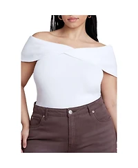 Eloquii Women's Twisted Off The Shoulder Sweater