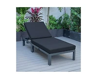 LeisureMod Chelsea Patio Chaise Lounge Chair Black Aluminum 4-Position Adjustable Reclining Outdoor Sun Lounger for Pool Rust-Proof Frame
