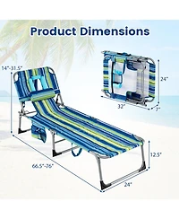 Gymax 2PCS Tanning ChairPortable Chaise Lounge Chair w/4-Position Adjustable Backrest