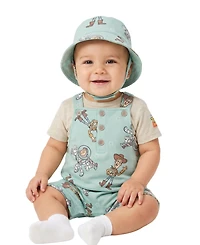 Disney Baby Boys' Toy Story T-Shirt and Shortall with Bucket Hat, 3-Piece Set